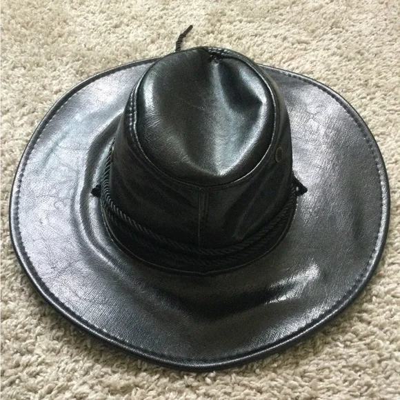 Men’s Faux Leather Cowboy Hat - Picture 7 of 16